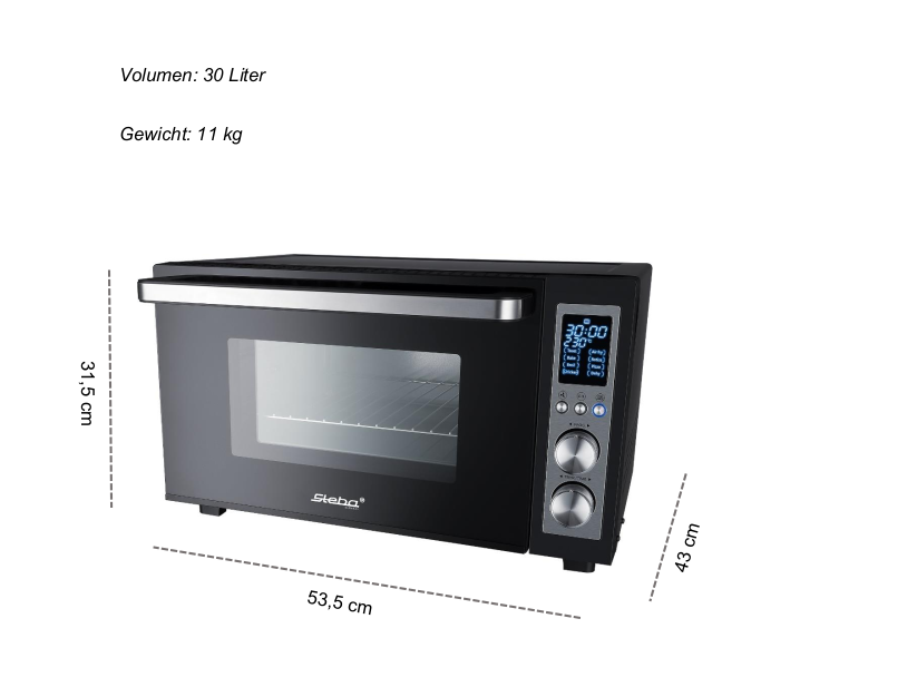 Steba KB E300 Digitaler Grillbackofen – Multifunktions-Minibackofen mit Grill & präziser Temperatursteuerung 9