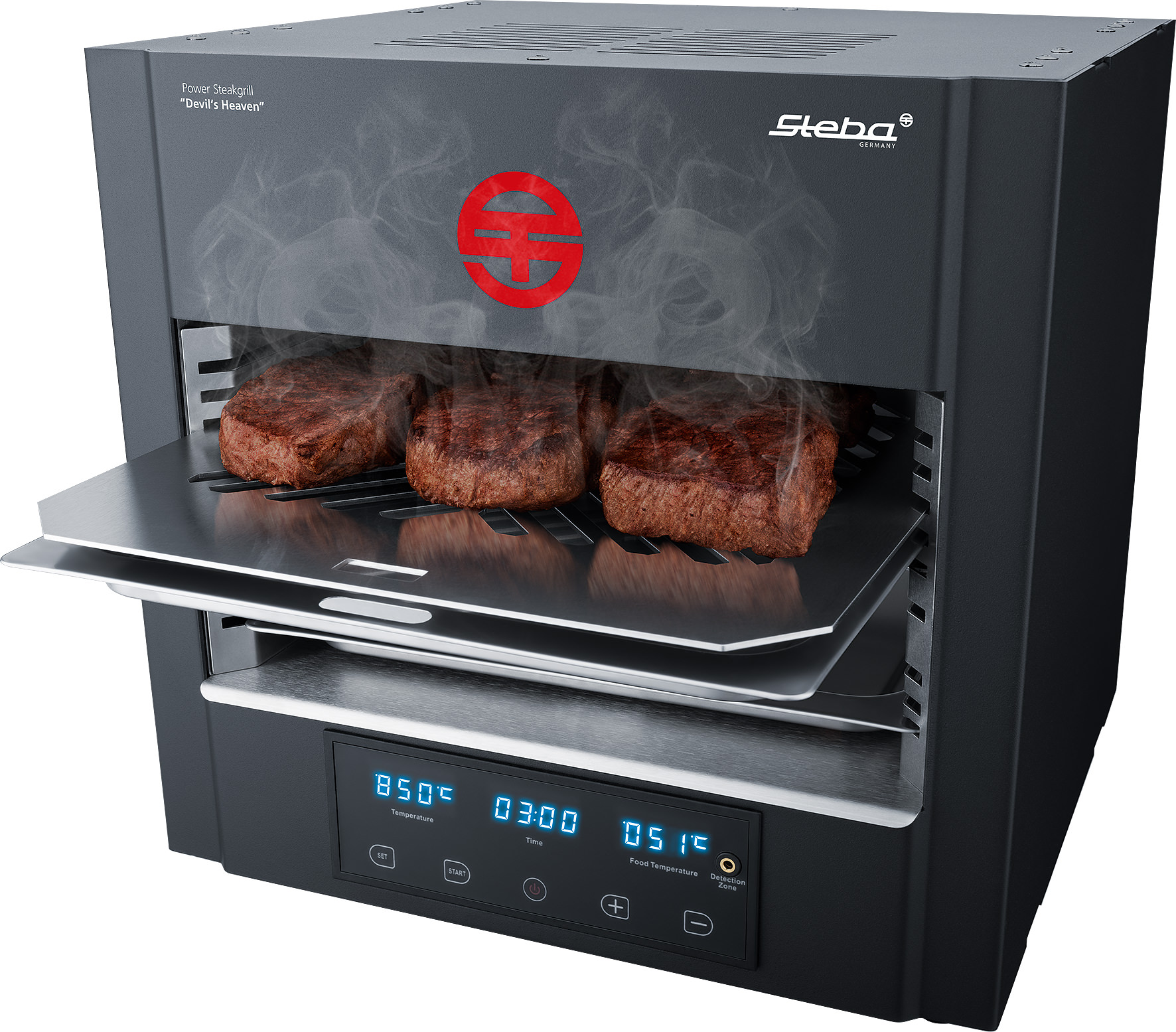 Steba PS E2600 XL Devil's Heaven Power Steakgrill – Elektrogrill 2600W XL-Grillfläche für perfekte Steaks 6