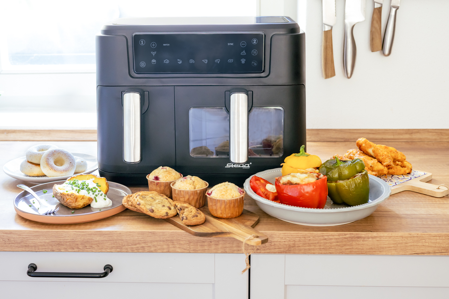 Steba HF 9500 DUO Heißluftfritteuse – Doppelkammer-Fritteuse für fettarmes & knuspriges Kochen 3