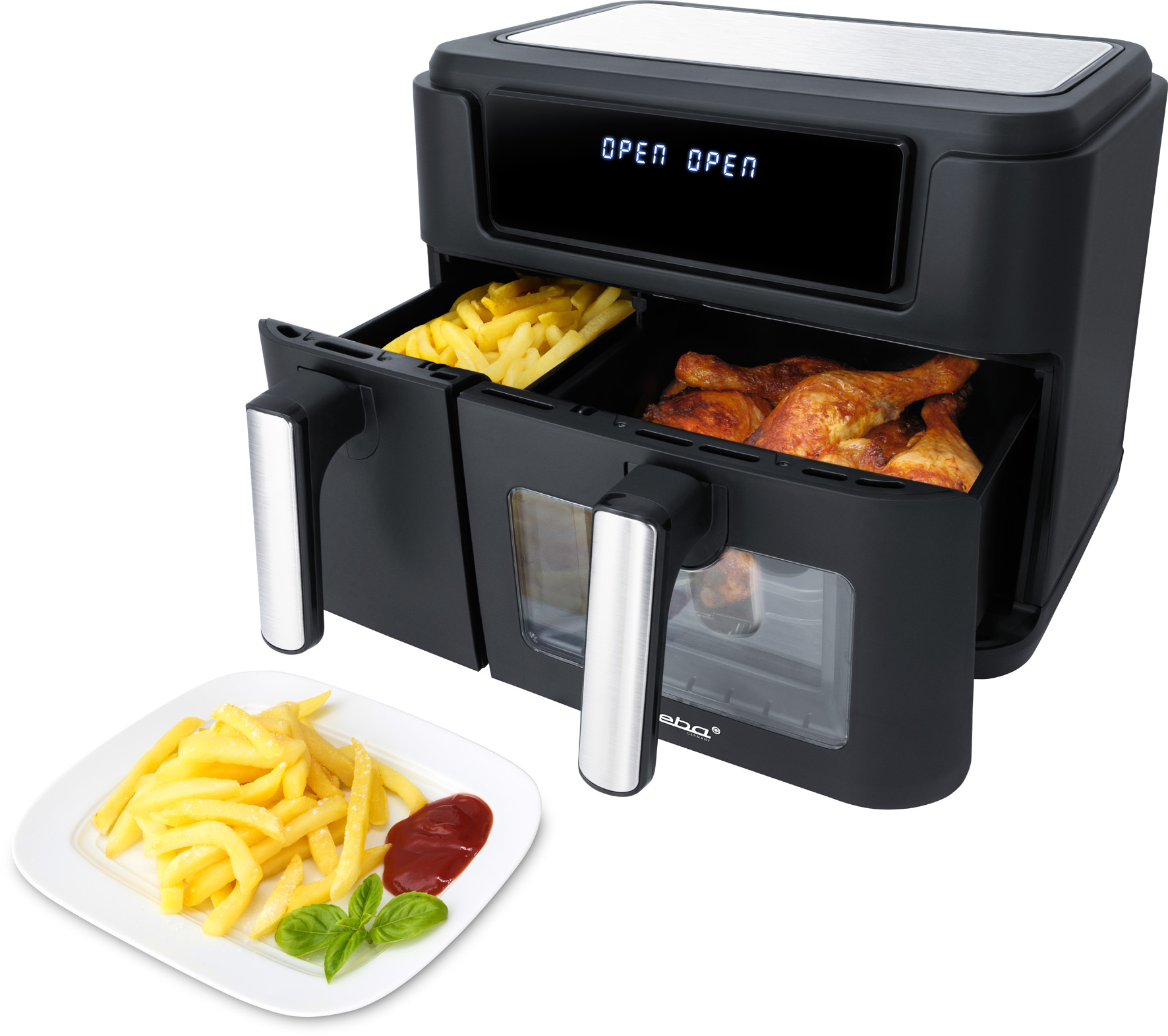 Steba HF 9500 DUO Heißluftfritteuse – Doppelkammer-Fritteuse für fettarmes & knuspriges Kochen 4