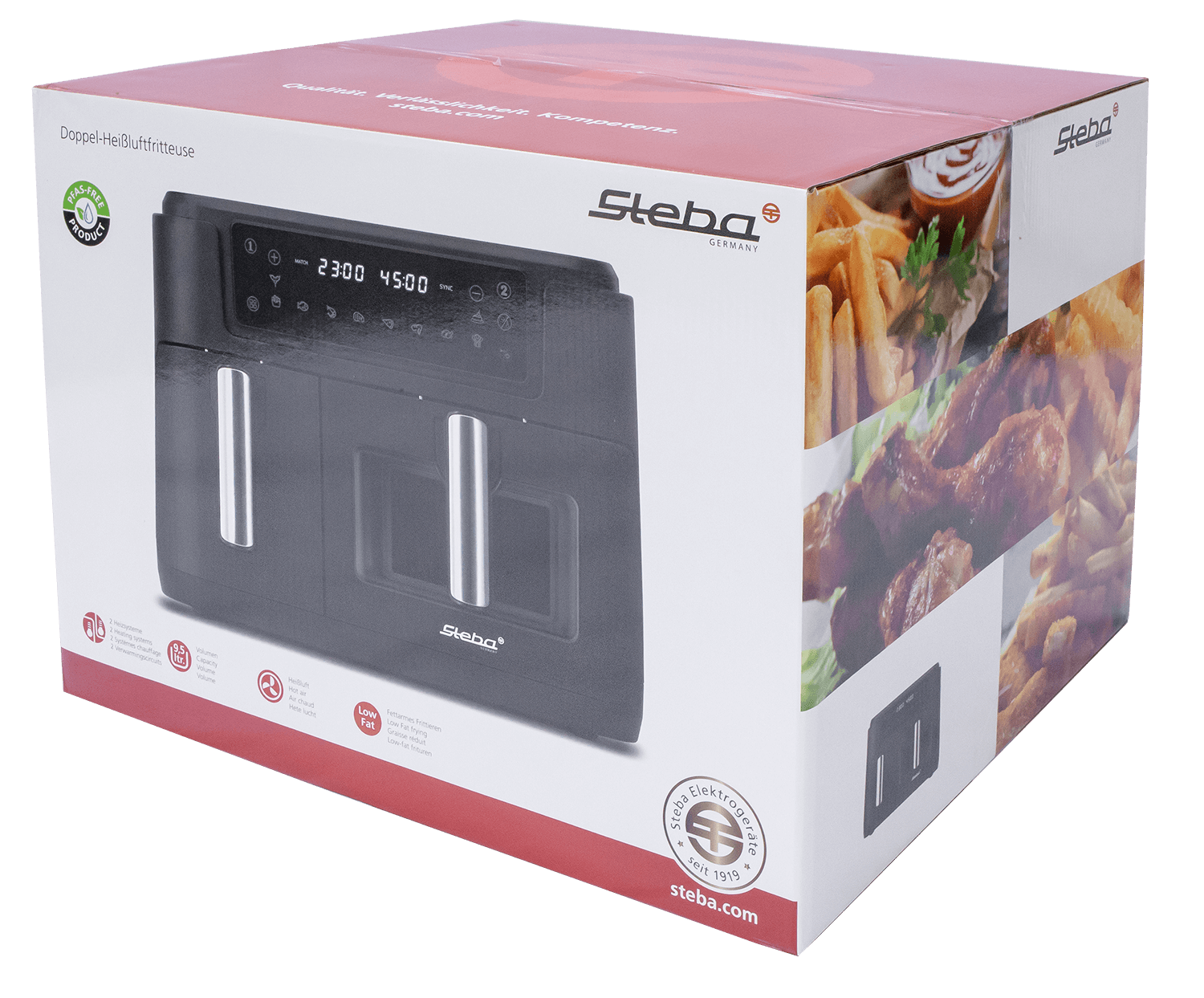 Steba HF 9500 DUO Heißluftfritteuse – Doppelkammer-Fritteuse für fettarmes & knuspriges Kochen 6