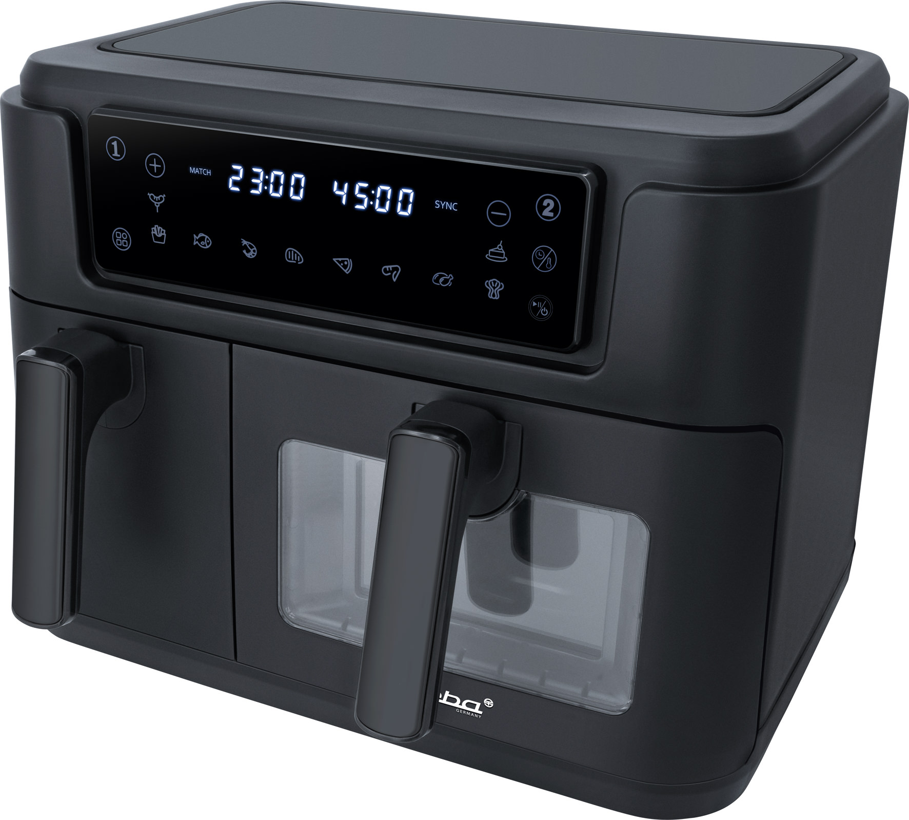 Steba HF 9501 DUO BLACK Heißluftfritteuse – Doppelkammer-Fritteuse für fettarmes, gesundes Kochen