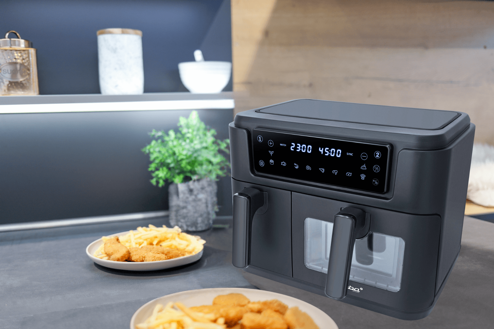 Steba HF 9501 DUO BLACK Heißluftfritteuse – Doppelkammer-Fritteuse für fettarmes, gesundes Kochen 4