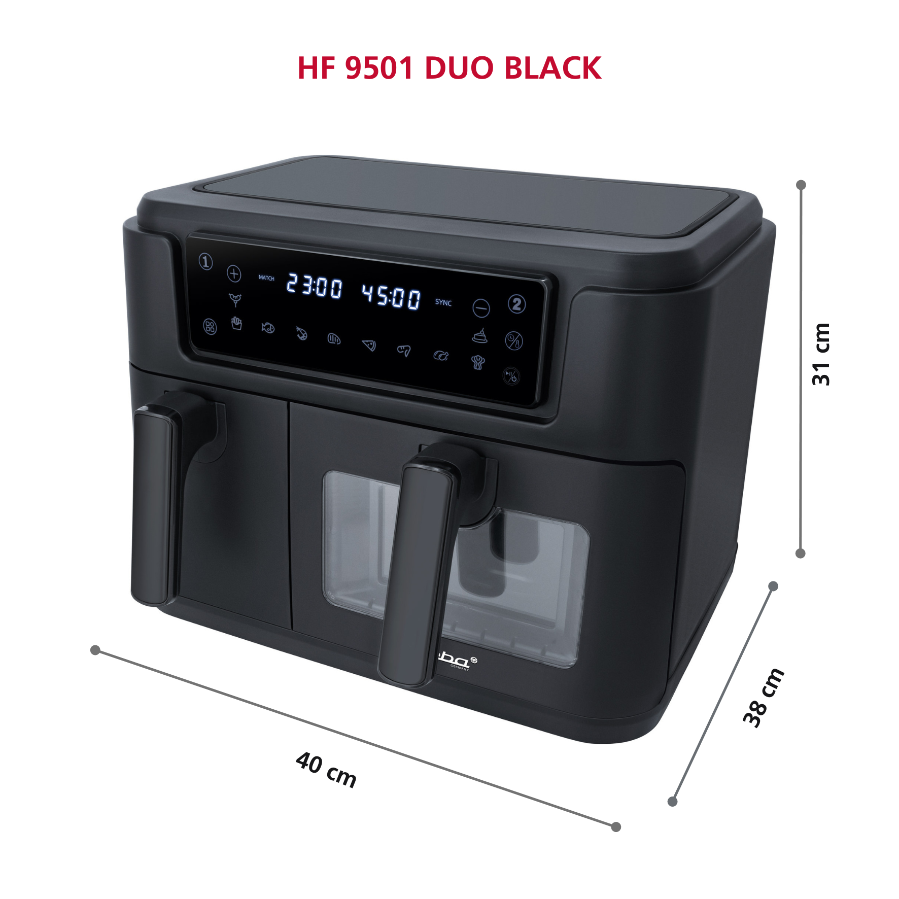 Steba HF 9501 DUO BLACK Heißluftfritteuse – Doppelkammer-Fritteuse für fettarmes, gesundes Kochen 6
