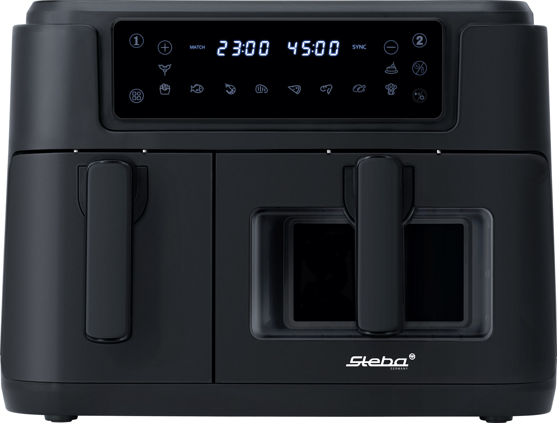 Steba HF 9501 DUO BLACK Heißluftfritteuse – Doppelkammer-Fritteuse für fettarmes, gesundes Kochen 8