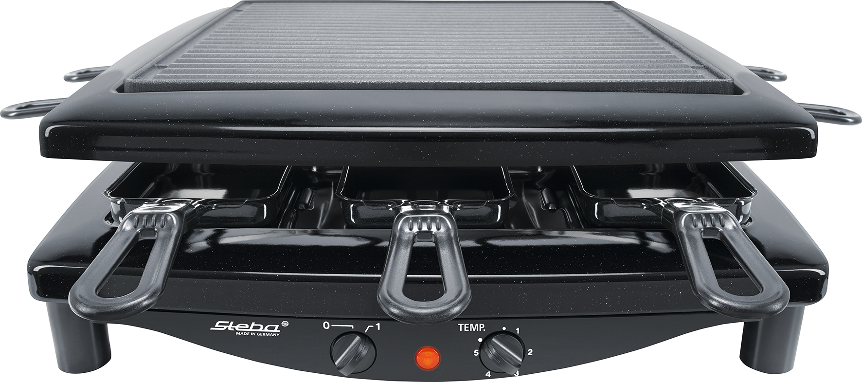Steba RC 3 PL Raclette-Grill mit Naturstein und Gusseisenplatte – 8 Pfännchen, 1400W 10