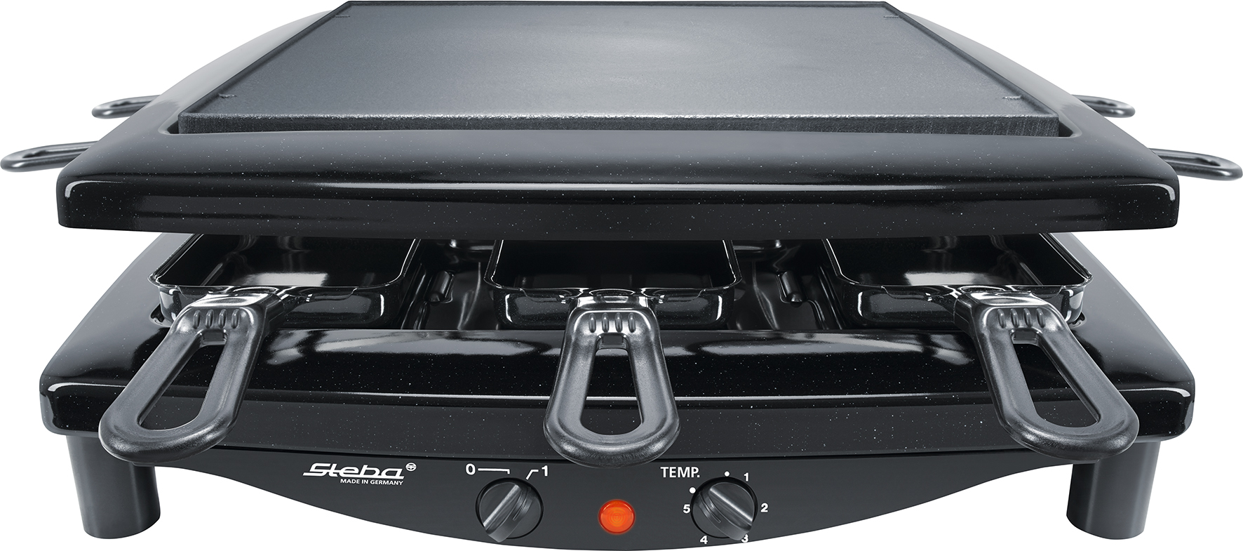 Steba RC 3 PL Raclette-Grill mit Naturstein und Gusseisenplatte – 8 Pfännchen, 1400W 11