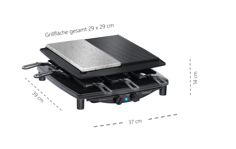 Steba RC 4 Plus Raclette-Grill für gesellige Runden – elektrischer Tischgrill mit Pfännchen 4