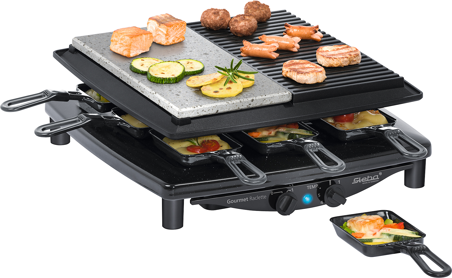 Steba RC 4 Plus Raclette-Grill für gesellige Runden – elektrischer Tischgrill mit Pfännchen 9