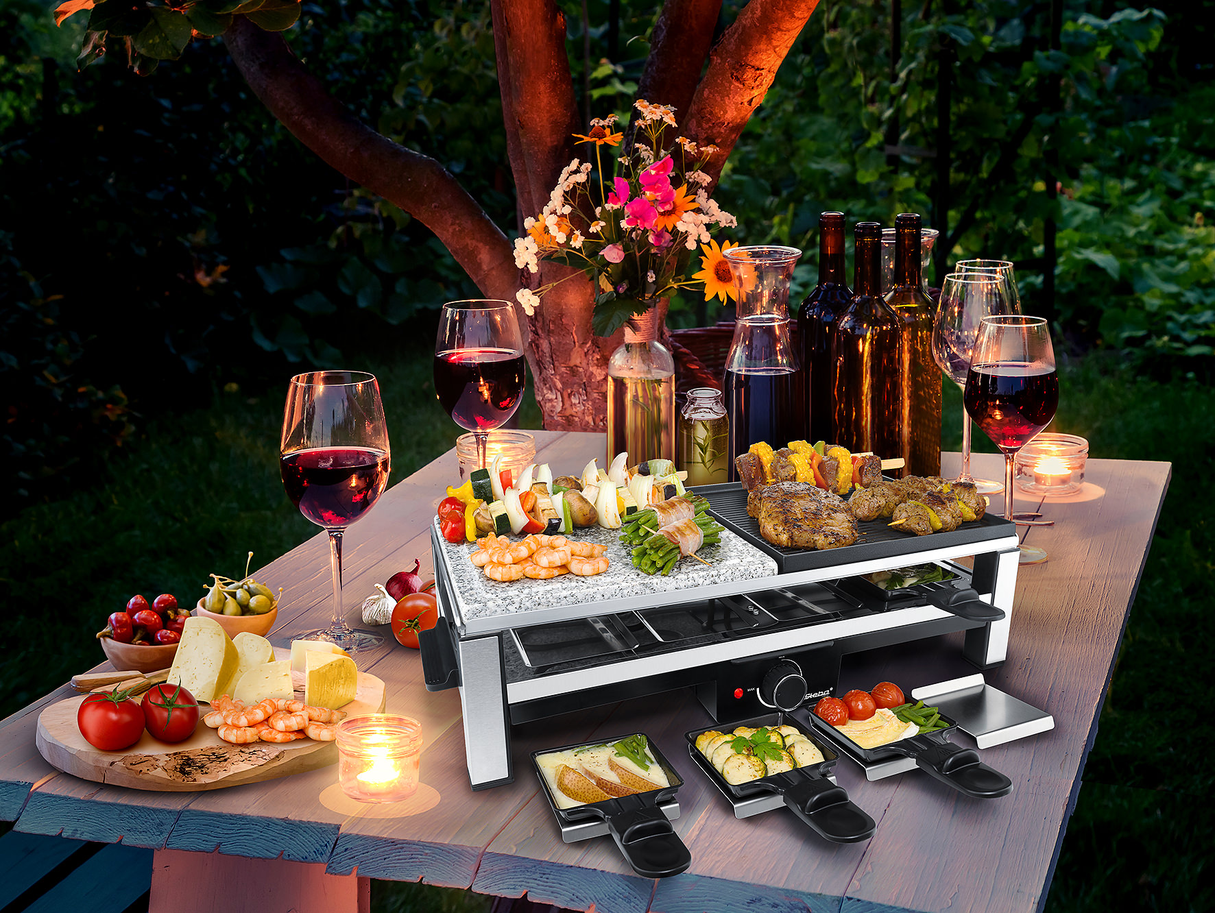 Steba RC 108 Multi Raclette für 8 Personen – Tischgrill mit Raclette-Pfännchen & Grillplatte 3