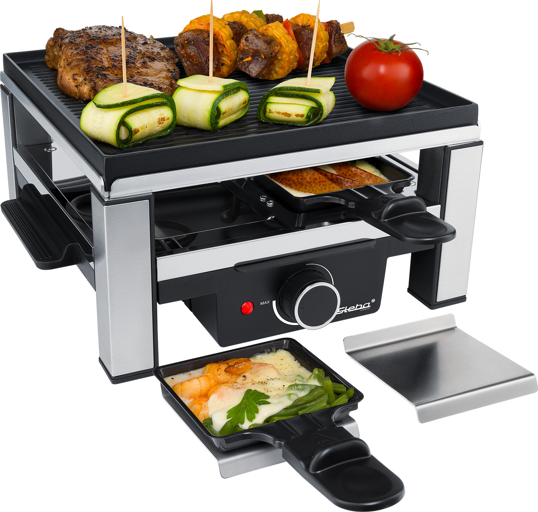 Steba RC 104 Raclette-Grill für 4 Personen – Gusseisen-Tischgrill mit Pfännchen & Antihaftbeschichtung 5
