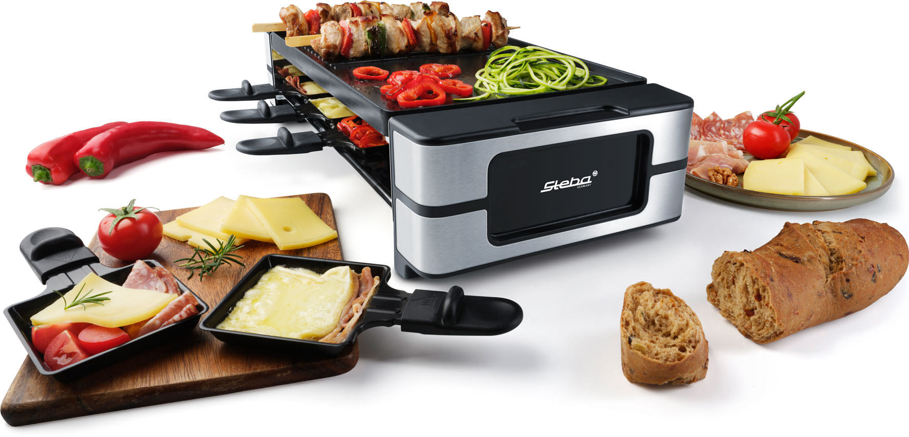 Steba RC 180 Raclette-Grill für 8 Personen – Tischgrill mit 8 Pfännchen & Grillplatte für gesellige Abende 7