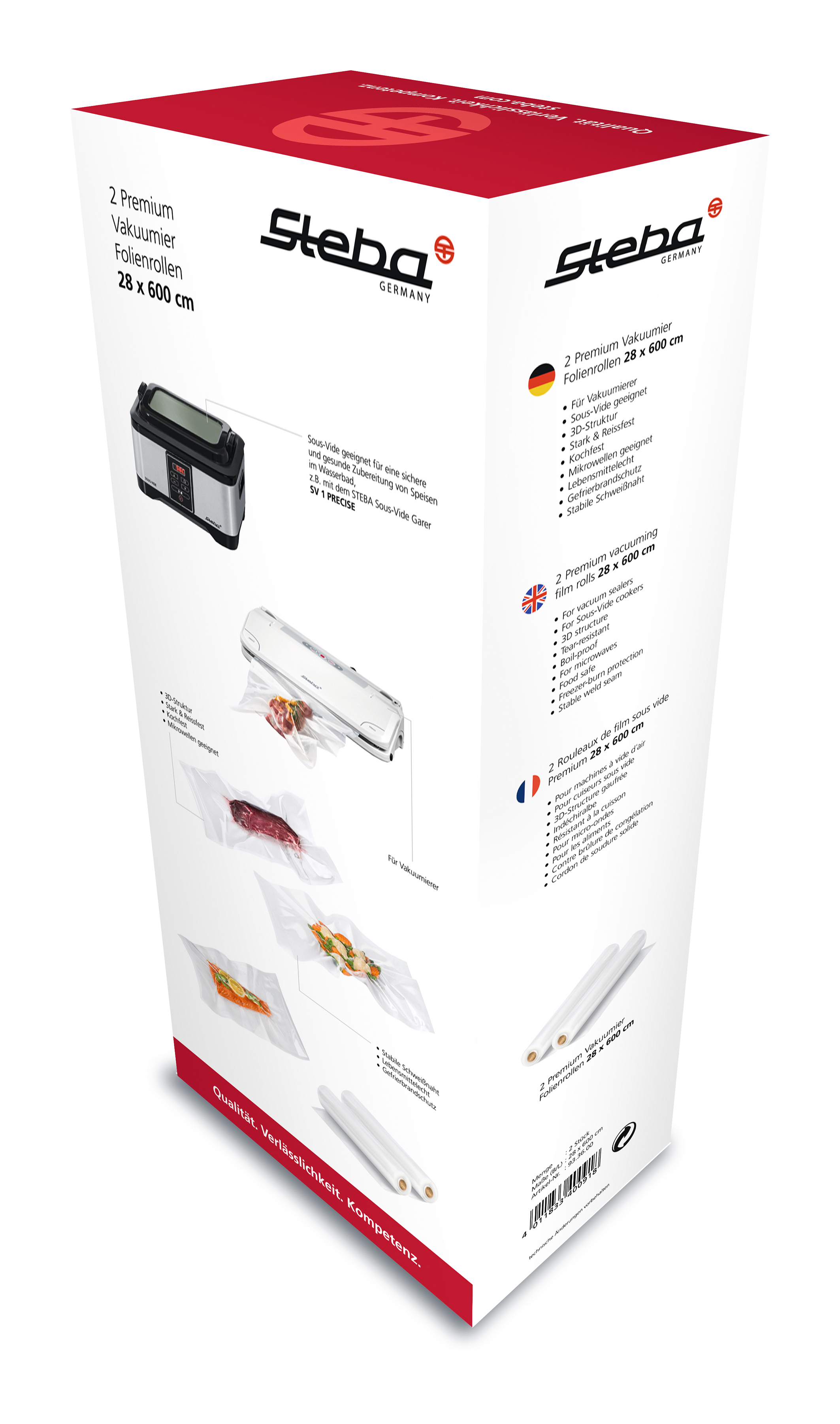 Steba Folienrollen 28 x 600 cm – 2er Set | Vakuumierfolien für optimale Frischhaltung